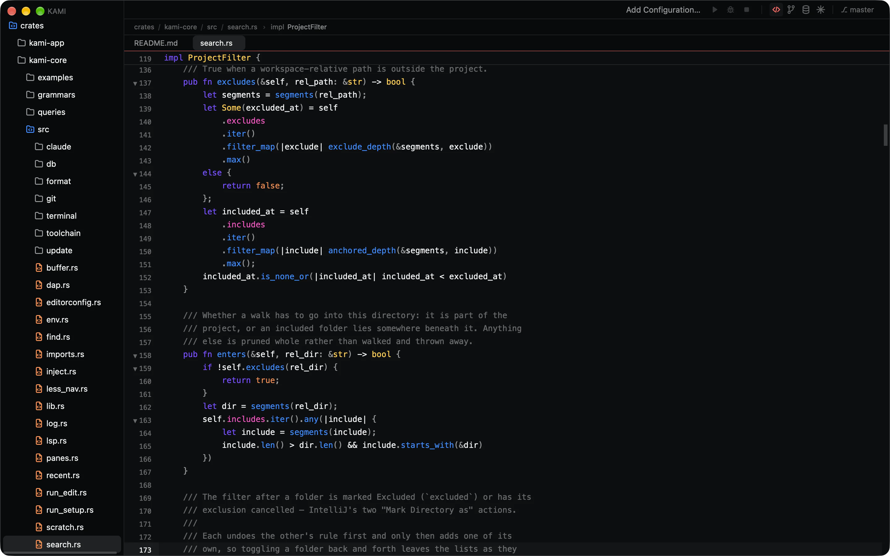 Kami in the Dark theme.